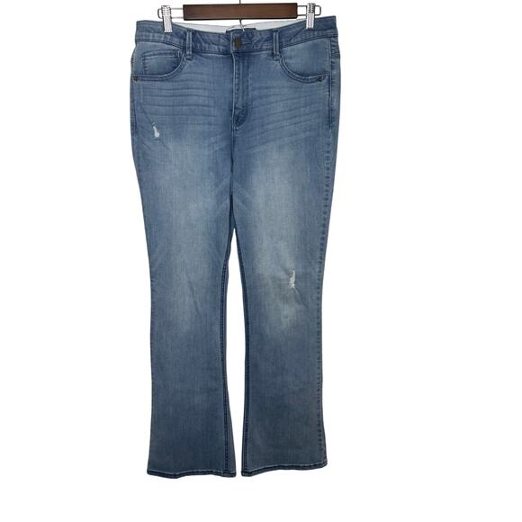 Democracy Ab Solution Bootcut Jeans Size 10 Blue Stretch Distressed Mid Rise - Picture 1 of 8